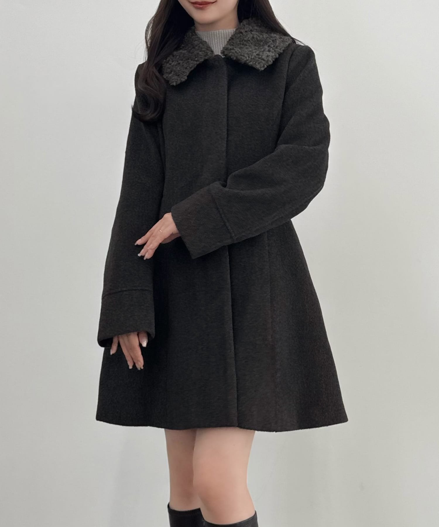 【ジュノア/JUNOAH】のCENEA 2wayカラーウエストシェイプミドルコート インテリア・キッズ・メンズ・レディースファッション・服の通販 founy(ファニー) ファッション Fashion レディースファッション Fashion for Women アウター Coat / Outerwear Collection コート・ロングコート・ピーコート Long Coats, Peacoats & More チャコール|ID: prp329100004745918 ipo3291000000034493585