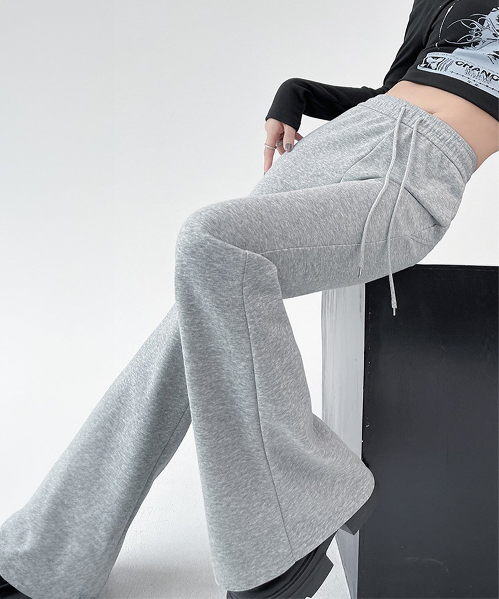 【ミニミニストア/miniministore】のフレアパンツ レディース 美脚 脚長 インテリア・キッズ・メンズ・レディースファッション・服の通販 founy(ファニー)  ファッション Fashion レディースファッション Fashion for Women パンツ Pants & Trousers ストーン Stone, Gem-Like フレア Flare, Flared リラックス Relax, Relaxed Fit ロング Long, Long-Length ライトグレー|ID: prp329100004745986 ipo3291000000034311636