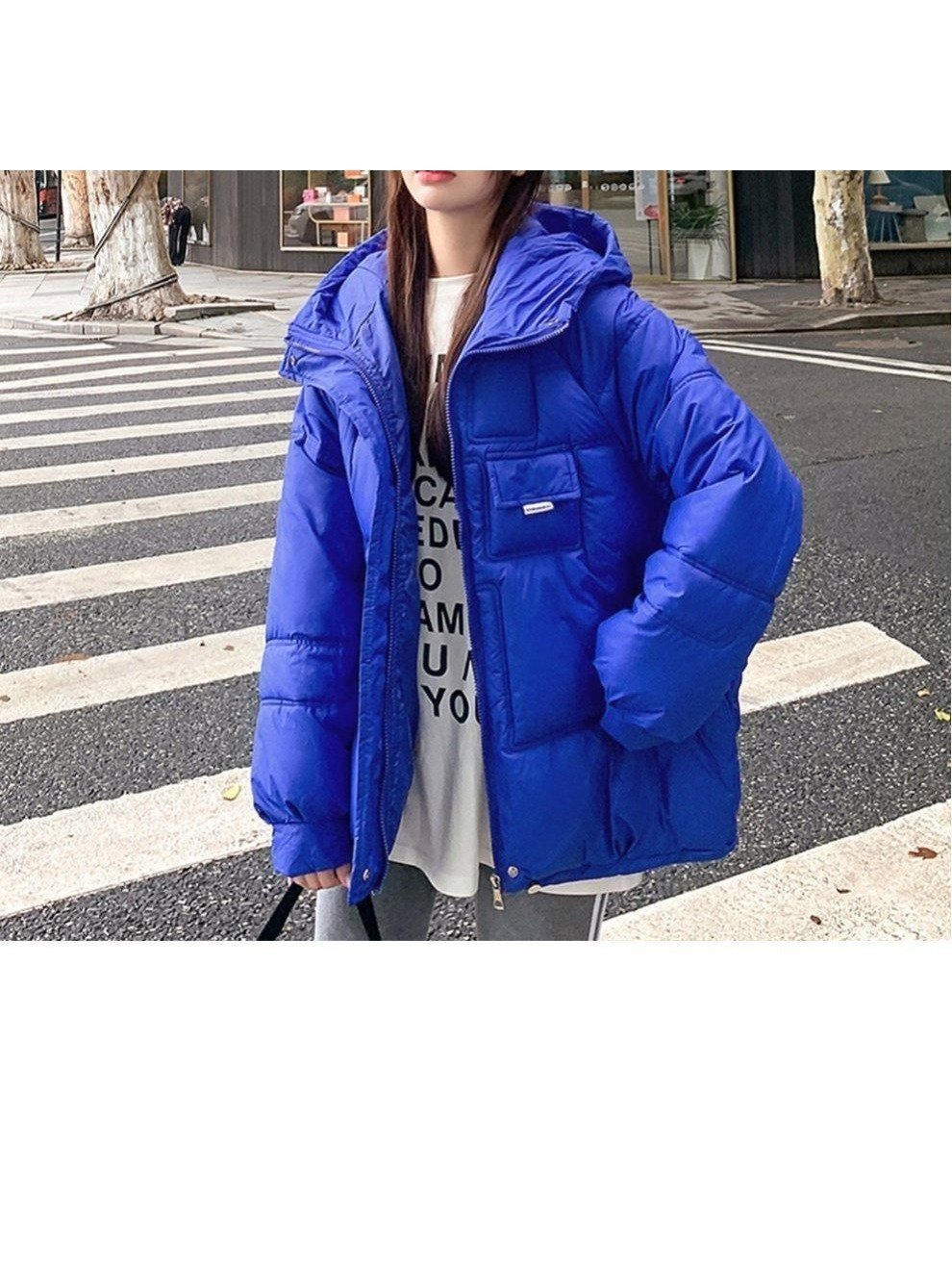 【ミニミニストア/miniministore】の中綿フェイクダウンジャケット フード付き インテリア・キッズ・メンズ・レディースファッション・服の通販 founy(ファニー)  ファッション Fashion レディースファッション Fashion for Women アウター Coat / Outerwear Collection レディースジャケット・軽アウター Jackets イエロー Yellow ショート Short, Short Length ジャケット Jacket, Outerwear ダウン Down, Puffer デニム Denim, Jeans Material ドローコード Drawcord, Drawstring Cord ブルゾン Blouson, Bomber Jacket ベーシック Basic, Essential 防寒 Cold Protection, Winter-Ready 無地 Plain, Solid Color 冬 Winter / This Winter ロイヤルブルー|ID: prp329100004745991 ipo3291000000034311670