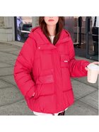 【ミニミニストア/miniministore】の中綿フェイクダウンジャケット フード付き くすみレッド|ID: prp329100004745991 ipo3291000000034311672