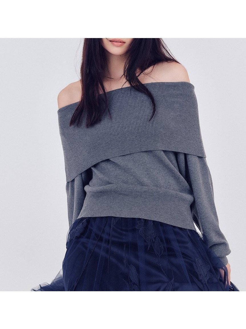 【フレイ アイディー/FRAY I.D】のワイドカラーオフショルダープルオーバー インテリア・キッズ・メンズ・レディースファッション・服の通販 founy(ファニー) 　ファッション　Fashion　レディースファッション　Fashion for Women　トップス・カットソー　Cut & Sew Tops　カジュアルプルオーバー・ニットトップス　Pullovers & Knit Tops / Casual Pullovers　ウォーム　Warm Fabric　シンプル　Simple, Minimal　スマート　Smart, Elegant　デコルテ　Décolleté, Neckline　エレガント 上品　Elegant　人気　Popular, Best Seller　GRY[006]|ID: prp329100004746109 ipo3291000000034533681