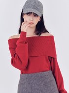 【フレイ アイディー/FRAY I.D】のワイドカラーオフショルダープルオーバー 人気、トレンドファッション・服の通販 founy(ファニー) ファッション Fashion レディースファッション Fashion for Women トップス・カットソー Cut & Sew Tops カジュアルプルオーバー・ニットトップス Pullovers & Knit Tops / Casual Pullovers ウォーム Warm Fabric シンプル Simple, Minimal スマート Smart, Elegant デコルテ Décolleté, Neckline エレガント 上品 Elegant 人気 Popular, Best Seller thumbnail RED[046]|ID: prp329100004746109 ipo3291000000034533683