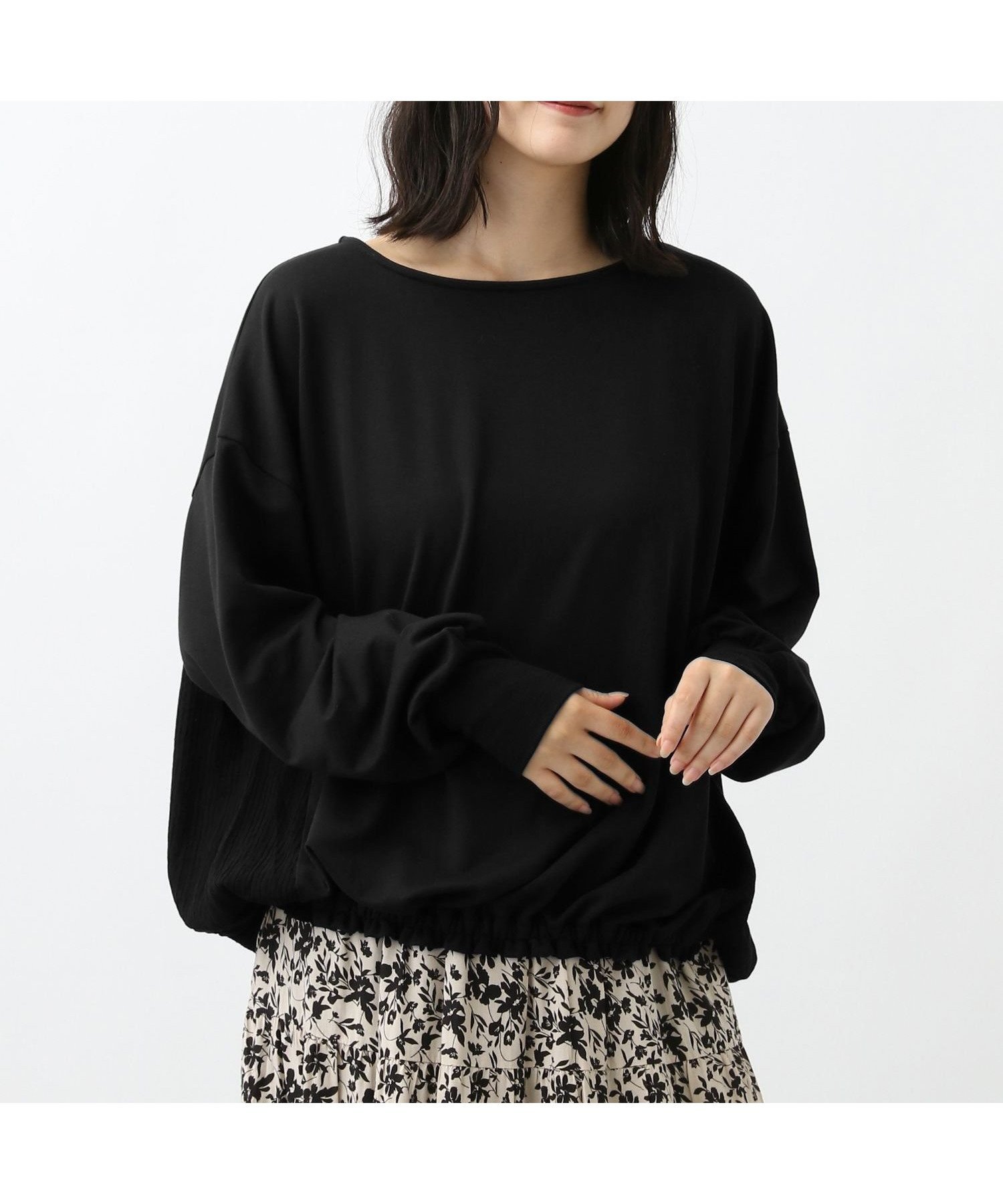 【スタディオ クリップ/studio CLIP】の《natural by clip》ドッキングバルーンプルオーバー インテリア・キッズ・メンズ・レディースファッション・服の通販 founy(ファニー)  ファッション Fashion レディースファッション Fashion for Women トップス・カットソー Cut & Sew Tops カジュアルプルオーバー・ニットトップス Pullovers & Knit Tops / Casual Pullovers おすすめ Recommended / Our Picks カットソー Cut and Sewn Top ギャザー Gathered, Ruffled ストライプ Stripe, Striped Pattern ストレート Straight, Straight Cut デニム Denim, Jeans Material ドッキング Docking, Mixed Material フォルム Silhouette, Form ボトム Bottoms, Lower Wear ブラック19|ID: prp329100004746194 ipo3291000000034375582