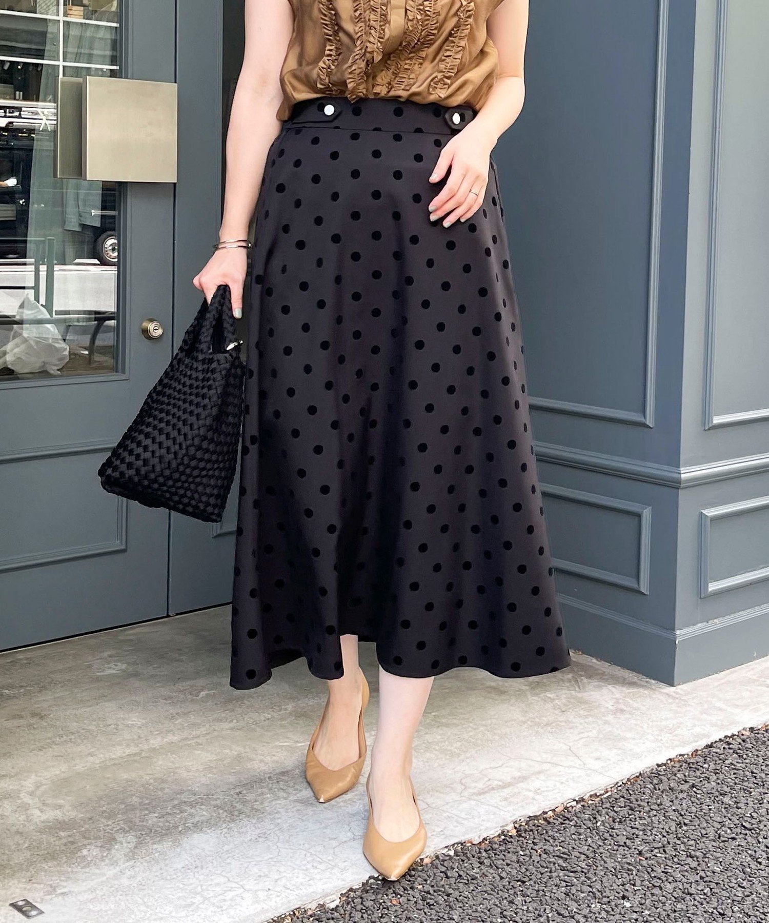 【ノーリーズ/NOLLEY'S】のドットフロッキープリントスカート インテリア・キッズ・メンズ・レディースファッション・服の通販 founy(ファニー) 　ファッション　Fashion　レディースファッション　Fashion for Women　スカート　Skirts　チェック　Check, Plaid, Tartan　ツイル　Twist, Twisted Detail　フレア　Flare, Flared　メタル　Metal, Metal Parts　A/W・秋冬　Autumn/Winter　おすすめ　Recommended / Our Picks　エレガント 上品　Elegant　2025年　2025　2025-2026秋冬・A/W　Autumn/Winter 2025–26 AW25–26　ブラック系その他|ID: prp329100004746233 ipo3291000000034312892