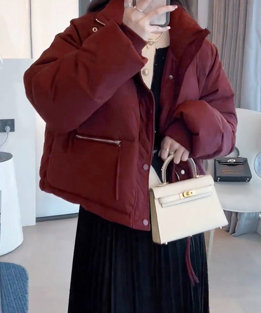 【ミニミニストア/miniministore】のエコダウンジャケット 中綿ブルゾン 韓国 インテリア・キッズ・メンズ・レディースファッション・服の通販 founy(ファニー) 　ファッション　Fashion　レディースファッション　Fashion for Women　アウター　Coat / Outerwear Collection　レディースジャケット・軽アウター　Jackets　ブルゾンジャケット・スポーティアウター　Blouson Jackets　ショート　Short, Short Length　ジャケット　Jacket, Outerwear　スタイリッシュ　Stylish, Fashionable　デニム　Denim, Jeans Material　ブルゾン　Blouson, Bomber Jacket　人気　Popular, Best Seller　冬　Winter / This Winter　防寒　Cold Protection, Winter-Ready　ワインレッド|ID: prp329100004746257 ipo3291000000034313052
