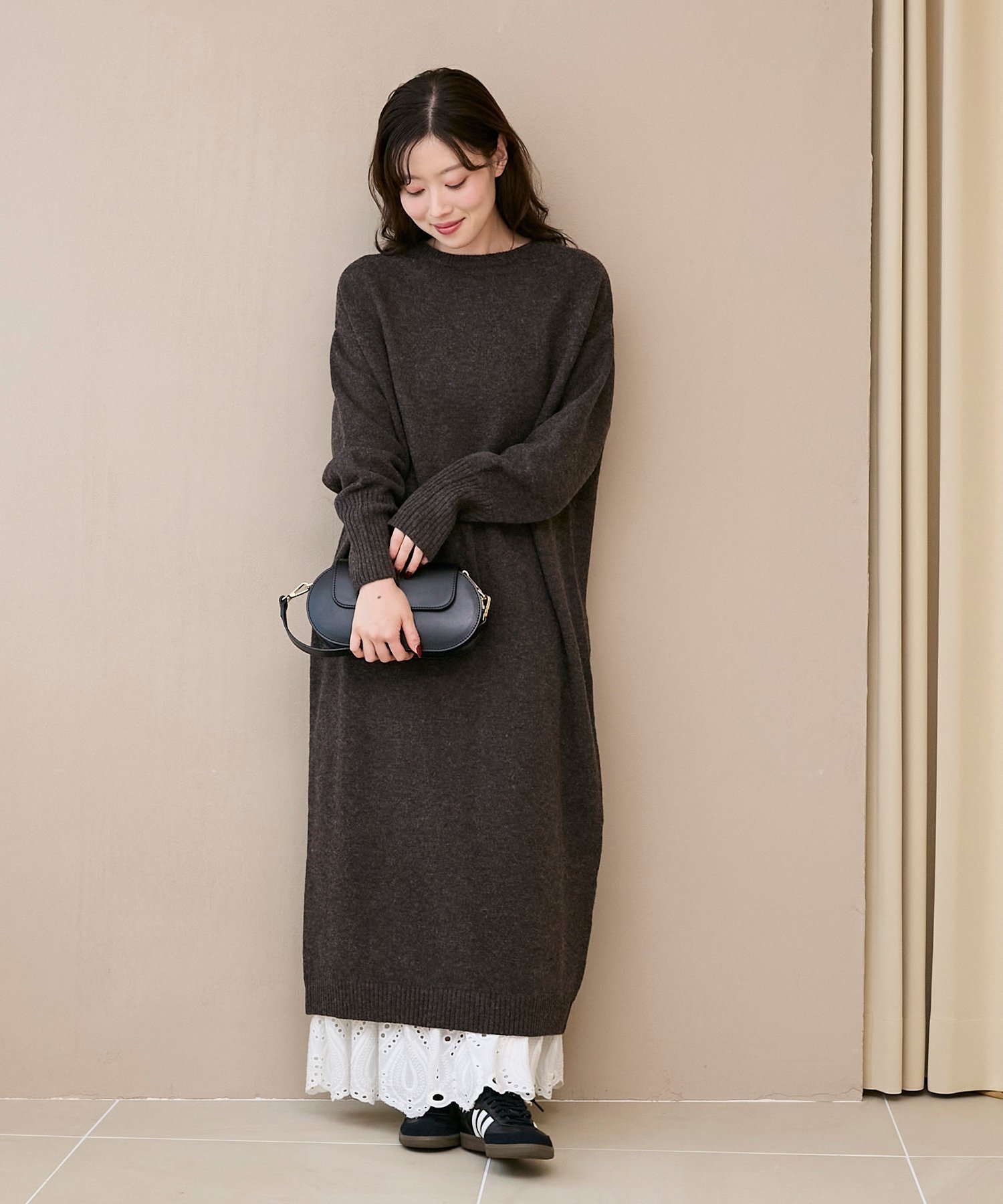 【ルクールブラン/le.coeur blanc】のネックが選べるニットワンピース インテリア・キッズ・メンズ・レディースファッション・服の通販 founy(ファニー)  ファッション Fashion レディースファッション Fashion for Women ワンピース Dresses ニットワンピース Knit Dresses おすすめ Recommended / Our Picks サロペット Overalls, Salopette シンプル Simple, Minimal タイトスカート Pencil Skirt, Tight Skirt チェック Check, Plaid, Tartan バランス Balance, Style Balance ワイド Wide, Wide Fit ブラウン|ID: prp329100004746349 ipo3291000000034313533