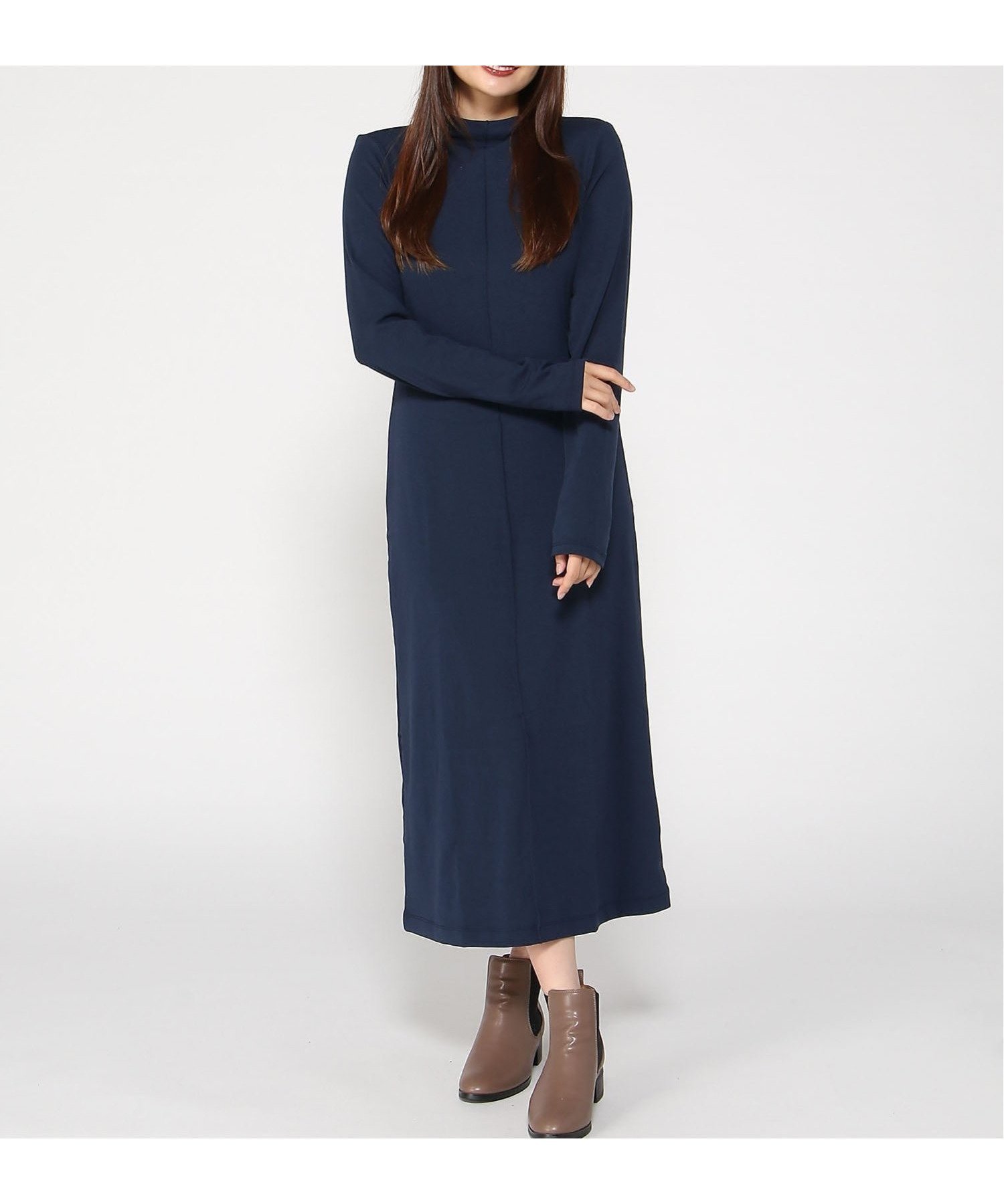 【バナナリパブリック ファクトリーストア/BANANA REPUBLIC FACTORY STORE】のBANANA REPUBLIC FACTORY STORE LS COZY RIB MOCK NECK DRESS インテリア・キッズ・メンズ・レディースファッション・服の通販 founy(ファニー)  ファッション Fashion レディースファッション Fashion for Women ワンピース Dresses フォーマル・パーティードレス・結婚式用ドレス Elegant & Casual Dresses PREPPY_NAVY|ID: prp329100004746366 ipo3291000000034313608