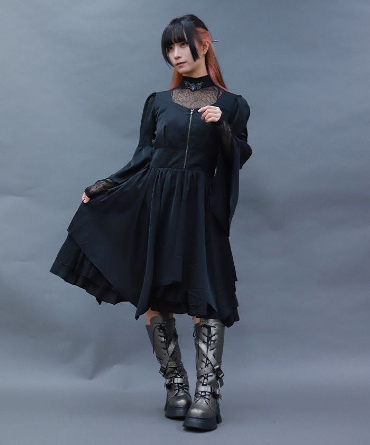 【アクシーズファム/axes femme】のフレアスリーブイレヘムワンピース インテリア・キッズ・メンズ・レディースファッション・服の通販 founy(ファニー)  ファッション Fashion レディースファッション Fashion for Women ワンピース Dresses おすすめ Recommended / Our Picks インナー Innerwear デコルテ Décolleté, Neckline フレア Flare, Flared 黒|ID: prp329100004746386 ipo3291000000034313712