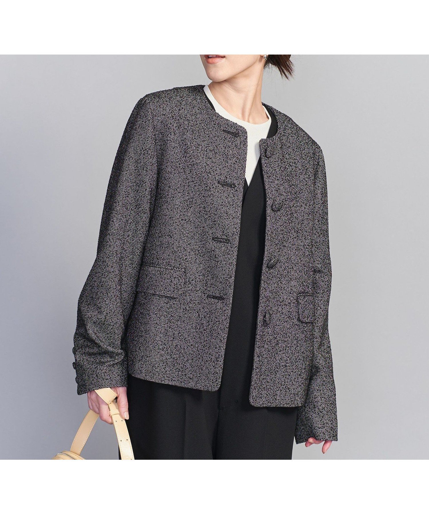 【ユナイテッドアローズ/UNITED ARROWS】のツイードライク ノーカラー ジャケット インテリア・キッズ・メンズ・レディースファッション・服の通販 founy(ファニー) 　ファッション　Fashion　レディースファッション　Fashion for Women　アウター　Coat / Outerwear Collection　レディースジャケット・軽アウター　Jackets　ノーカラージャケット / シンプル上品コーデ　Collarless Jackets　コンパクト　Compact, Small Size　シンプル　Simple, Minimal　ジャケット　Jacket, Outerwear　セットアップ　Set-Up, Coordinated Outfit　ベスト　Vest, Waistcoat　ボトム　Bottoms, Lower Wear　アウトレット　Outlet / Clearance　おすすめ　Recommended / Our Picks　セレモニー　Ceremony　ビジネス 仕事 通勤　Business / Work / Commuting　その他1|ID: prp329100004746558 ipo3291000000034934791