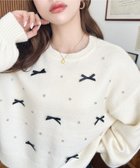 【モーメントプラス/moment+ / MEN】のリボンビジューショート丈もちもちニットプルオーバー アイボリー|ID: prp329100004746685 ipo3291000000034802468