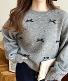 【モーメントプラス/moment+ / MEN】のリボンビジューショート丈もちもちニットプルオーバー 杢グレー|ID: prp329100004746685 ipo3291000000034802471