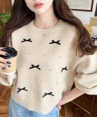 【モーメントプラス/moment+ / MEN】のリボンビジューショート丈もちもちニットプルオーバー ベージュ|ID: prp329100004746685 ipo3291000000034802477