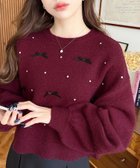 【モーメントプラス/moment+ / MEN】のリボンビジューショート丈もちもちニットプルオーバー ボルドー|ID: prp329100004746685 ipo3291000000034802478