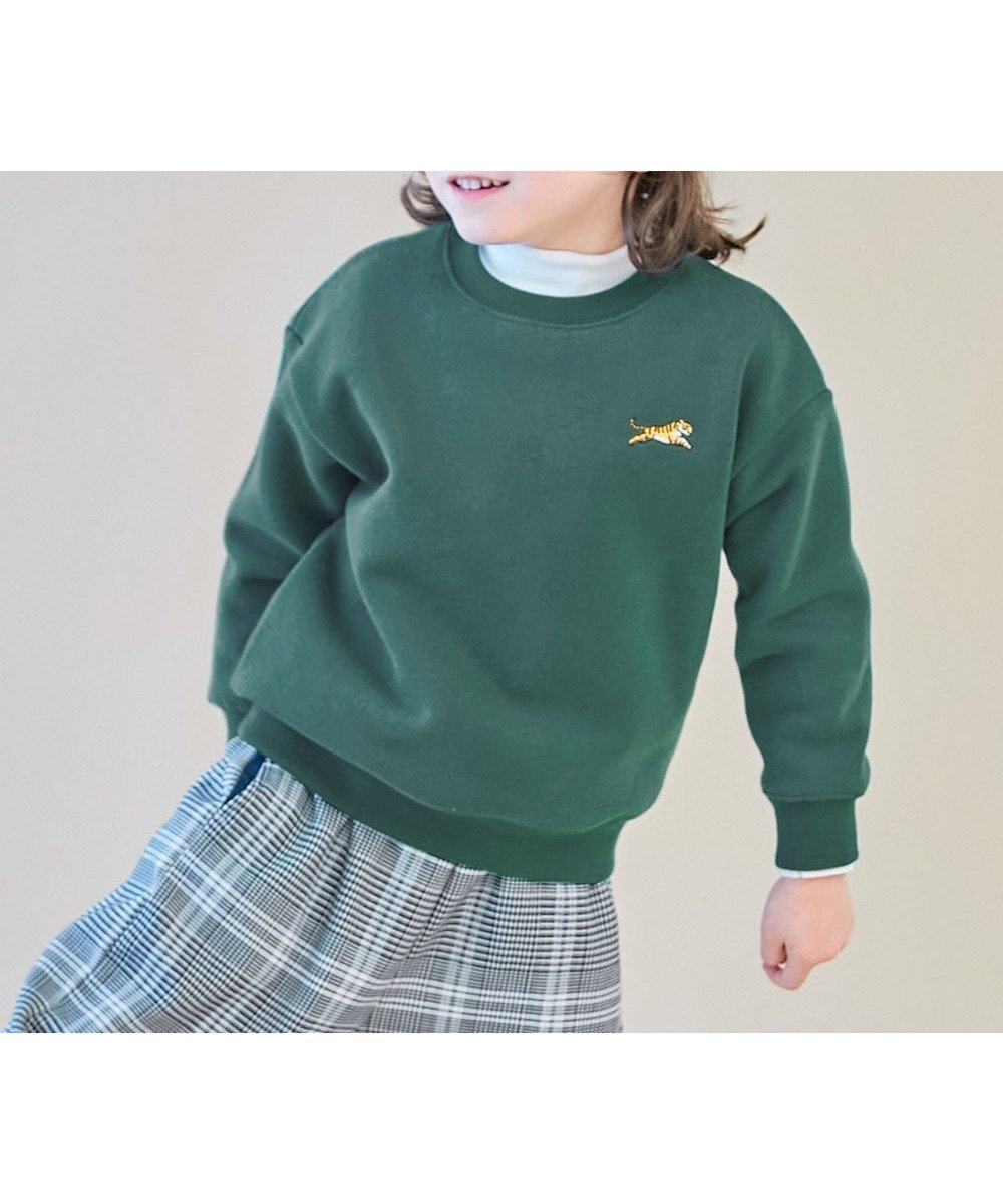 【デビロック/devirock / KIDS】のスフレスウェット ワンポイント刺繍 裏起毛 トレーナー トレーナー トップス 25AW インテリア・キッズ・メンズ・レディースファッション・服の通販 founy(ファニー) 　ファッション　Fashion　キッズファッション　Fashion for Kids　トップス・カットソー　Cut & Sew Tops　カーゴパンツ　Cargo Pants, Utility Pants　トレーナー　Sweatshirt, Trainer　ワンポイント　One Point, Statement Accent　おすすめ　Recommended / Our Picks　2025年　2025　2025-2026秋冬・A/W　Autumn/Winter 2025–26 AW25–26　023-トラ-Dグリーン|ID: prp329100004746703 ipo3291000000034773672