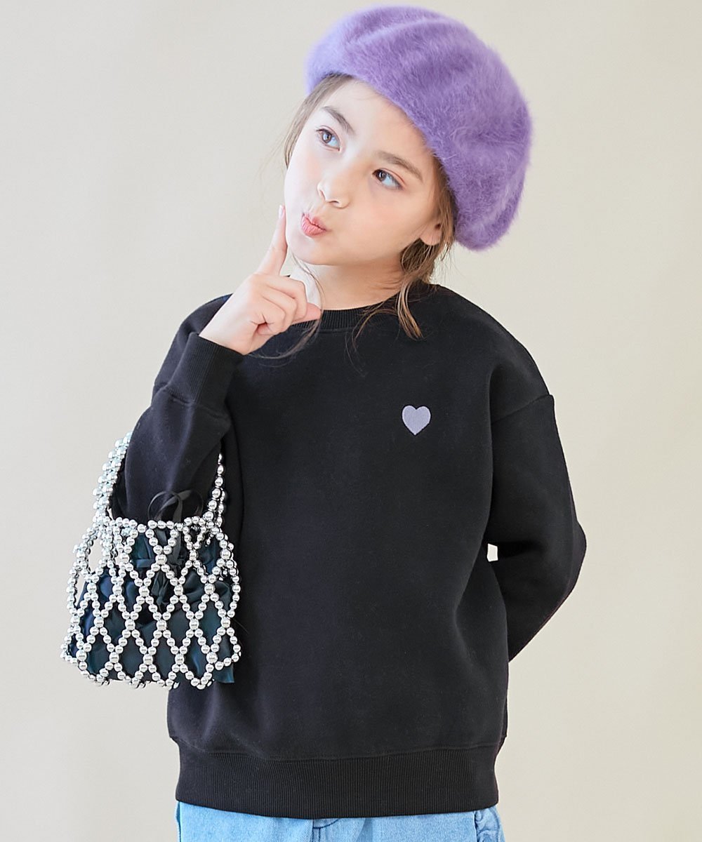 【デビロック/devirock / KIDS】のスフレスウェット ワンポイント刺繍 裏起毛 トレーナー トレーナー トップス 25AW インテリア・キッズ・メンズ・レディースファッション・服の通販 founy(ファニー) 　ファッション　Fashion　キッズファッション　Fashion for Kids　トップス・カットソー　Cut & Sew Tops　カーゴパンツ　Cargo Pants, Utility Pants　トレーナー　Sweatshirt, Trainer　ワンポイント　One Point, Statement Accent　おすすめ　Recommended / Our Picks　2025年　2025　2025-2026秋冬・A/W　Autumn/Winter 2025–26 AW25–26　034-ハート-ブラック|ID: prp329100004746703 ipo3291000000034773675