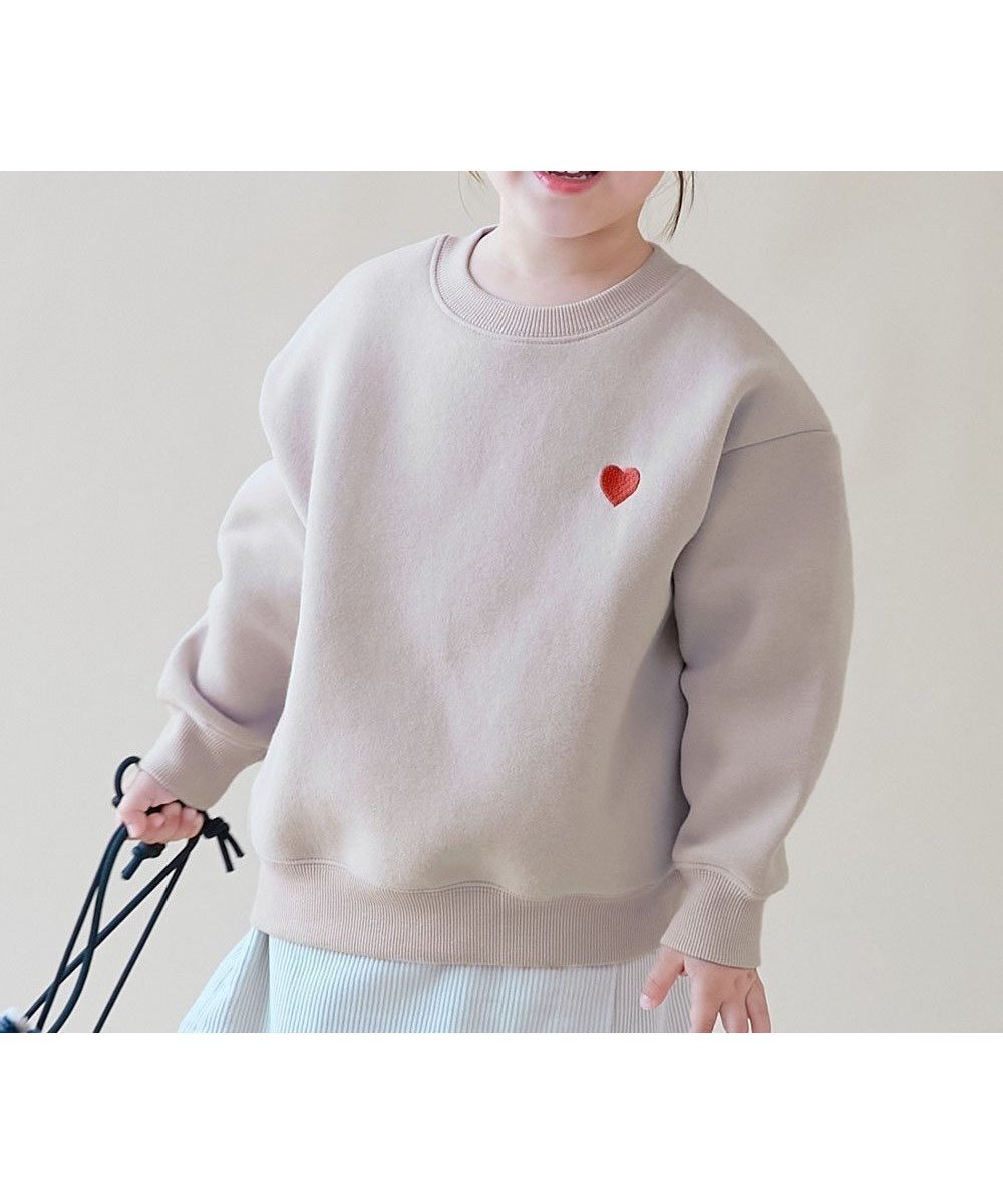 【デビロック/devirock / KIDS】のスフレスウェット ワンポイント刺繍 裏起毛 トレーナー トレーナー トップス 25AW インテリア・キッズ・メンズ・レディースファッション・服の通販 founy(ファニー) 　ファッション　Fashion　キッズファッション　Fashion for Kids　トップス・カットソー　Cut & Sew Tops　カーゴパンツ　Cargo Pants, Utility Pants　トレーナー　Sweatshirt, Trainer　ワンポイント　One Point, Statement Accent　おすすめ　Recommended / Our Picks　2025年　2025　2025-2026秋冬・A/W　Autumn/Winter 2025–26 AW25–26　033-ハート-ピンクベージュ|ID: prp329100004746703 ipo3291000000034773676