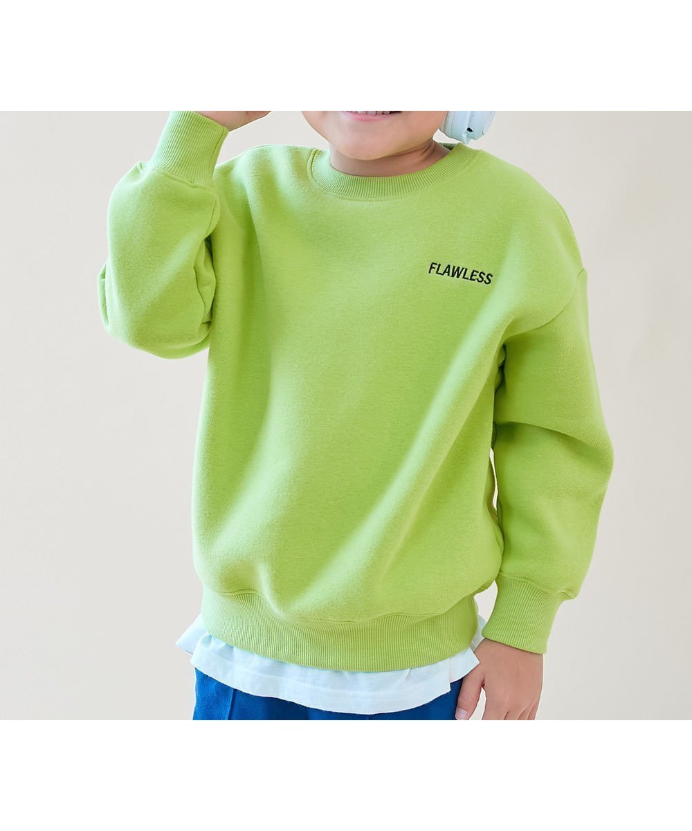 【デビロック/devirock / KIDS】のスフレスウェット ワンポイント刺繍 裏起毛 トレーナー トレーナー トップス 25AW インテリア・キッズ・メンズ・レディースファッション・服の通販 founy(ファニー) 　ファッション　Fashion　キッズファッション　Fashion for Kids　トップス・カットソー　Cut & Sew Tops　カーゴパンツ　Cargo Pants, Utility Pants　トレーナー　Sweatshirt, Trainer　ワンポイント　One Point, Statement Accent　おすすめ　Recommended / Our Picks　2025年　2025　2025-2026秋冬・A/W　Autumn/Winter 2025–26 AW25–26　003-ロゴ-Lグリーン|ID: prp329100004746703 ipo3291000000034773681