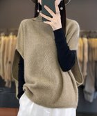 【ミニミニストア/miniministore】のニットベスト ジレ タートルネック重ね着 ライトブラウン|ID: prp329100004746712 ipo3291000000034317598