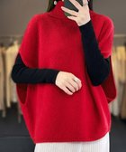 【ミニミニストア/miniministore】のニットベスト ジレ タートルネック重ね着 レッド|ID: prp329100004746712 ipo3291000000034317599