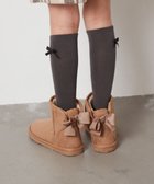 【アー ヴェー ヴェー/a.v.v / KIDS】の17-24cm 【撥水加工/クッションインソール】リボン付フェイクムートンブーツ ベージュ|ID: prp329100004746747 ipo3291000000034611842