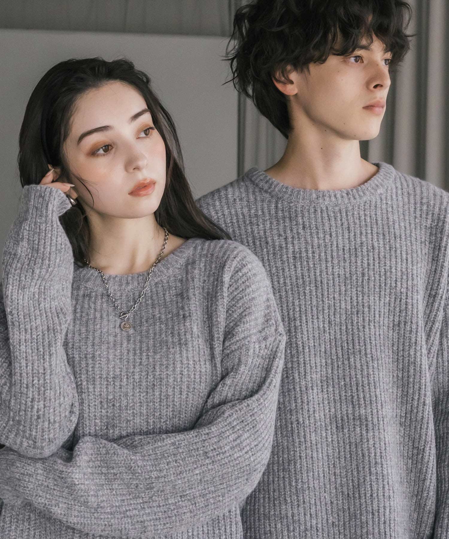 【ロッキーモンロー/Rocky Monroe】のオーバーサイズ畦編みクルーニットセーター インテリア・キッズ・メンズ・レディースファッション・服の通販 founy(ファニー) 　ファッション　Fashion　レディースファッション　Fashion for Women　トップス・カットソー　Cut & Sew Tops　ニット　Knit Tops & Sweaters　畦編みニット・テクスチャードトップス　Ribbed Knit Sweaters / Textured Knit Tops　インナー　Innerwear　畦　Ribbed Knit　シンプル　Simple, Minimal　スラックス　Slacks, Dress Pants　デニム　Denim, Jeans Material　ハイネック　High Neck, Mock Neck　バランス　Balance, Style Balance　フェミニン　Feminine, Girly　メンズ　Men's, Menswear　リラックス　Relax, Relaxed Fit　再入荷　Restock / Back in Stock　おすすめ　Recommended / Our Picks　M.グレー|ID: prp329100004746804 ipo3291000000034513927