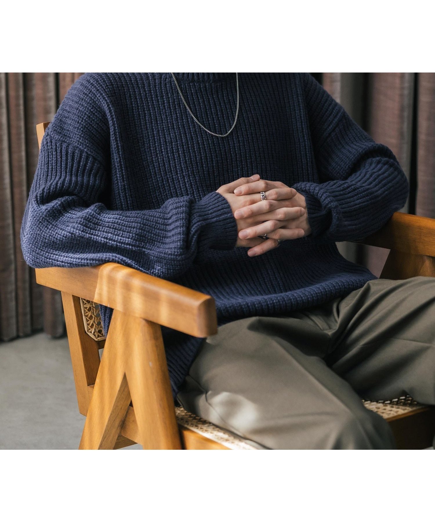 【ロッキーモンロー/Rocky Monroe】のオーバーサイズ畦編みクルーニットセーター インテリア・キッズ・メンズ・レディースファッション・服の通販 founy(ファニー) 　ファッション　Fashion　レディースファッション　Fashion for Women　トップス・カットソー　Cut & Sew Tops　ニット　Knit Tops & Sweaters　畦編みニット・テクスチャードトップス　Ribbed Knit Sweaters / Textured Knit Tops　インナー　Innerwear　畦　Ribbed Knit　シンプル　Simple, Minimal　スラックス　Slacks, Dress Pants　デニム　Denim, Jeans Material　ハイネック　High Neck, Mock Neck　バランス　Balance, Style Balance　フェミニン　Feminine, Girly　メンズ　Men's, Menswear　リラックス　Relax, Relaxed Fit　再入荷　Restock / Back in Stock　おすすめ　Recommended / Our Picks　ネイビー|ID: prp329100004746804 ipo3291000000034513932