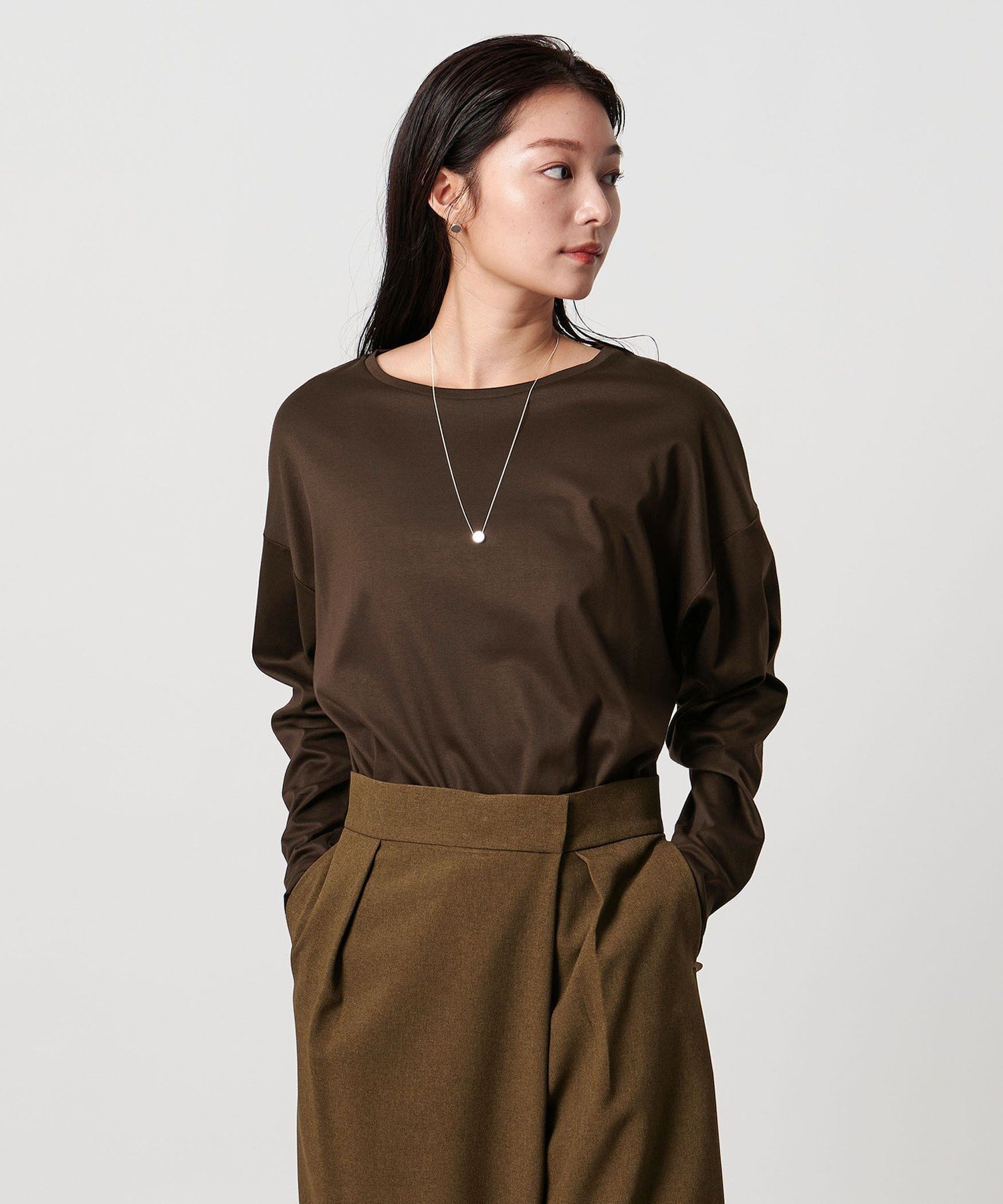 【ユナイテッドアローズ/UNITED ARROWS】のMARW UNITED ARROWS ロングスリーブ カットソー 汗染み防止 インテリア・キッズ・メンズ・レディースファッション・服の通販 founy(ファニー) 　ファッション　Fashion　レディースファッション　Fashion for Women　トップス・カットソー　Cut & Sew Tops　カットソー・ベーシックTシャツ　Cut-and-Sewn Tops / Stretch Tees & Basics　インナー　Innerwear　秋　Autumn　カットソー　Cut and Sewn Top　シンプル　Simple, Minimal　ジャケット　Jacket, Outerwear　スリーブ　Sleeve, Long Sleeve / Short Sleeve　人気　Popular, Best Seller　ロング　Long, Long-Length　冬　Winter / This Winter　ビジネス 仕事 通勤　Business / Work / Commuting　DK.BROWN|ID: prp329100004747337 ipo3291000000035138242