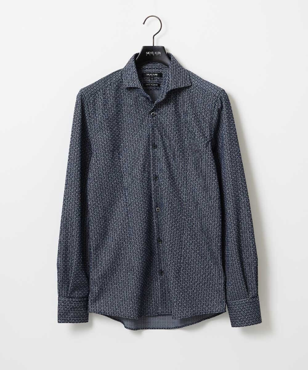 【ミッシェルクラン オム/MICHEL KLEIN / MEN】の《日本製》ジャガード長袖シャツ インテリア・キッズ・メンズ・レディースファッション・服の通販 founy(ファニー)  ファッション Fashion メンズファッション Fashion for Men エレガント 上品 Elegant 長袖 Long Sleeve, Full Sleeve バランス Balance, Style Balance パターン Pattern, Design Print フィット Fit, Slim Fit ベーシック Basic, Essential 日本製 Made In Japan ビジネス 仕事 通勤 Business / Work / Commuting ネイビー|ID: prp329100004747473 ipo3291000000034326740