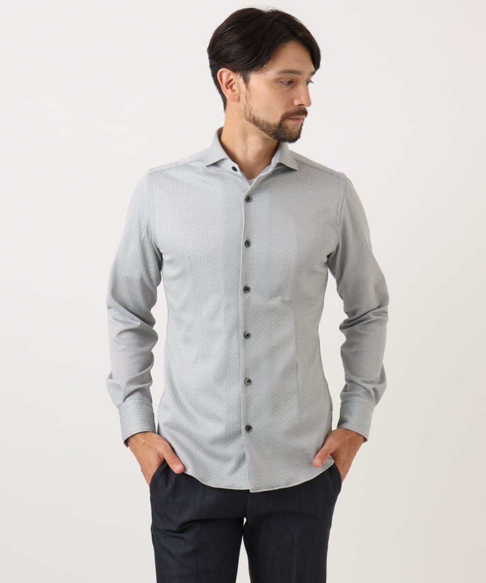 【ミッシェルクラン オム/MICHEL KLEIN / MEN】の《日本製》ジャガード長袖シャツ インテリア・キッズ・メンズ・レディースファッション・服の通販 founy(ファニー)  ファッション Fashion メンズファッション Fashion for Men エレガント 上品 Elegant 長袖 Long Sleeve, Full Sleeve バランス Balance, Style Balance パターン Pattern, Design Print フィット Fit, Slim Fit ベーシック Basic, Essential 日本製 Made In Japan ビジネス 仕事 通勤 Business / Work / Commuting ライトグレー|ID: prp329100004747473 ipo3291000000034326741