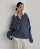 【ヘラム/hellam】のバイカラーヘンリーネックミックスニット 人気、トレンドファッション・服の通販 founy(ファニー) ファッション Fashion レディースファッション Fashion for Women トップス・カットソー Cut & Sew Tops ニット Knit Tops & Sweaters ミックス Mix, Mixed Style thumbnail ブルー|ID: prp329100004747512 ipo3291000000034438419