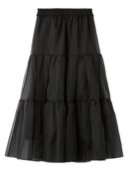 【エミ/emmi】のチュールボリュームシアースカート インテリア・キッズ・メンズ・レディースファッション・服の通販 founy(ファニー) 　ファッション　Fashion　レディースファッション　Fashion for Women　スカート　Skirts　おすすめ　Recommended / Our Picks　ギャザー　Gathered, Ruffled　スマート　Smart, Elegant　チュール　Tulip, Tulip Motif　エレガント 上品　Elegant　BLK[009]|ID: prp329100004747624 ipo3291000000034329198