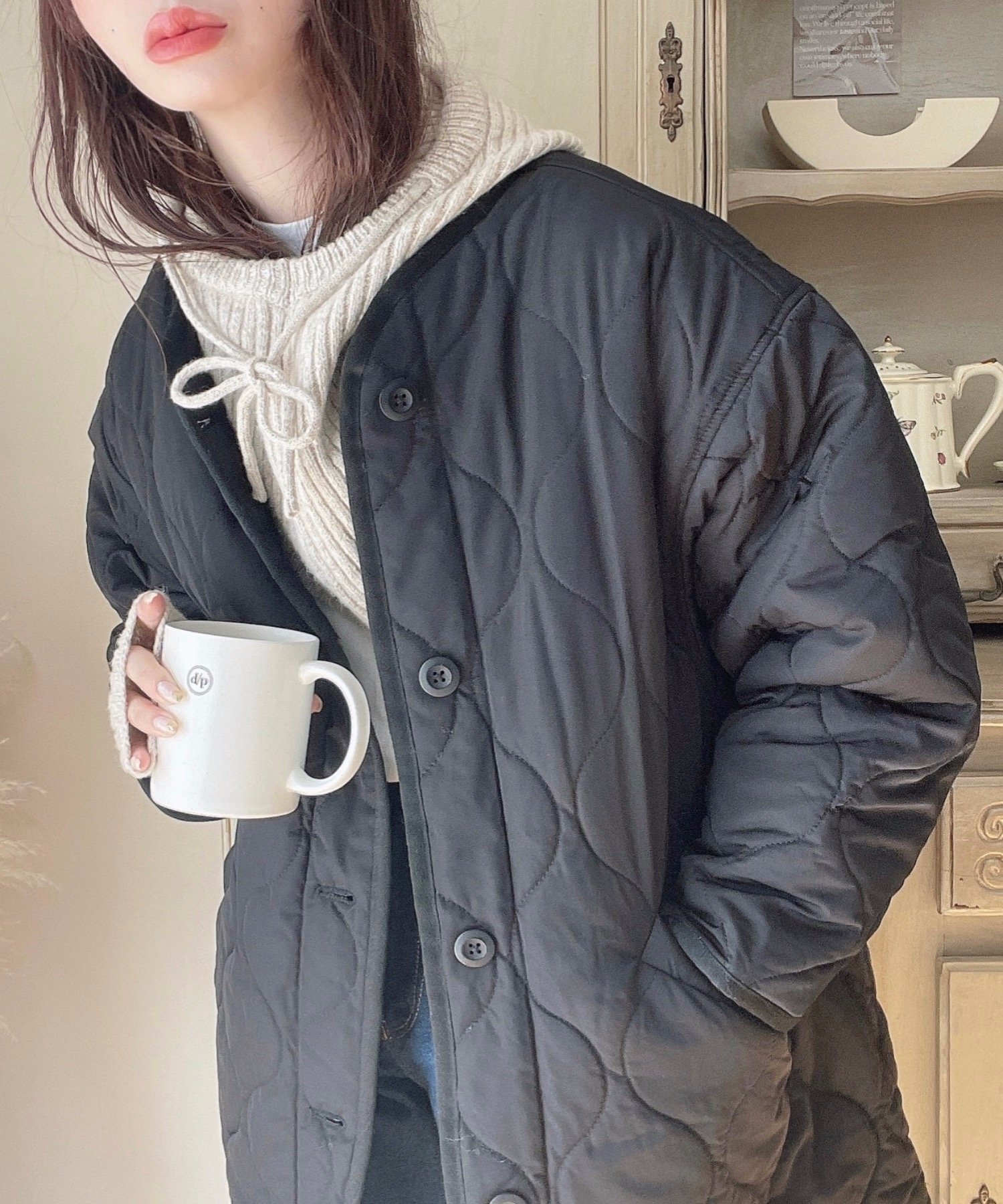 【モーメントプラス/moment+ / MEN】のキルティングノーカラーコート インテリア・キッズ・メンズ・レディースファッション・服の通販 founy(ファニー) 　ファッション　Fashion　メンズファッション　Fashion for Men　キルティング　Quilted, Quilting　キルト　Quilt, Quilted Fabric　軽量　Lightweight, Ultra Light　デニム　Denim, Jeans Material　トレンド　Trend, Trending Now　ビッグ　Big, Oversized　ベーシック　Basic, Essential　ポケット　Pocket, Pocket Detail　ミドル　Middle Length, Mid Height　ミニスカート　Mini Skirt, Short Skirt　ミリタリー　Military, Army Style　ロング　Long, Long-Length　再入荷　Restock / Back in Stock　プチプライス・低価格　Affordable / Budget Price　ブラック|ID: prp329100004747631 ipo3291000000034329294