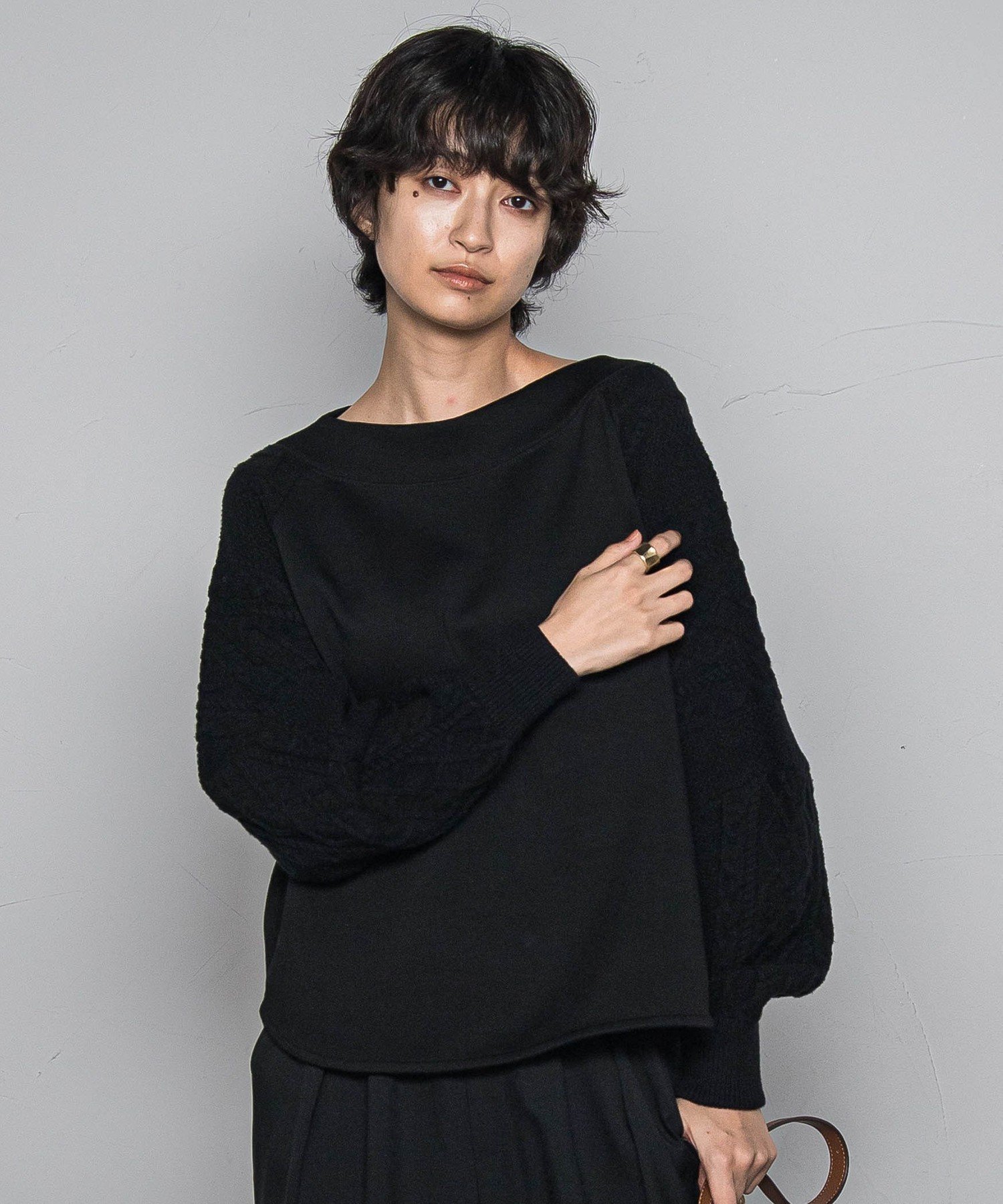 【メイソングレイ/MAYSON GREY】のときめきケーブルニット≪手洗い可能≫ インテリア・キッズ・メンズ・レディースファッション・服の通販 founy(ファニー) 　ファッション　Fashion　レディースファッション　Fashion for Women　トップス・カットソー　Cut & Sew Tops　ニット　Knit Tops & Sweaters　秋　Autumn　キュロット　Culottes, Wide Shorts　コンパクト　Compact, Small Size　スウェット / スエット　Sweatshirt, Sweatwear　ストレッチ　Stretch, Stretchy Fabric　スリーブ　Sleeve, Long Sleeve / Short Sleeve　デコルテ　Décolleté, Neckline　ドッキング　Docking, Mixed Material　長袖　Long Sleeve, Full Sleeve　パターン　Pattern, Design Print　ボトム　Bottoms, Lower Wear　ワイド　Wide, Wide Fit　A/W・秋冬　Autumn/Winter　おすすめ　Recommended / Our Picks　2025年　2025　2025-2026秋冬・A/W　Autumn/Winter 2025–26 AW25–26　ブラック|ID: prp329100004747658 ipo3291000000034329672