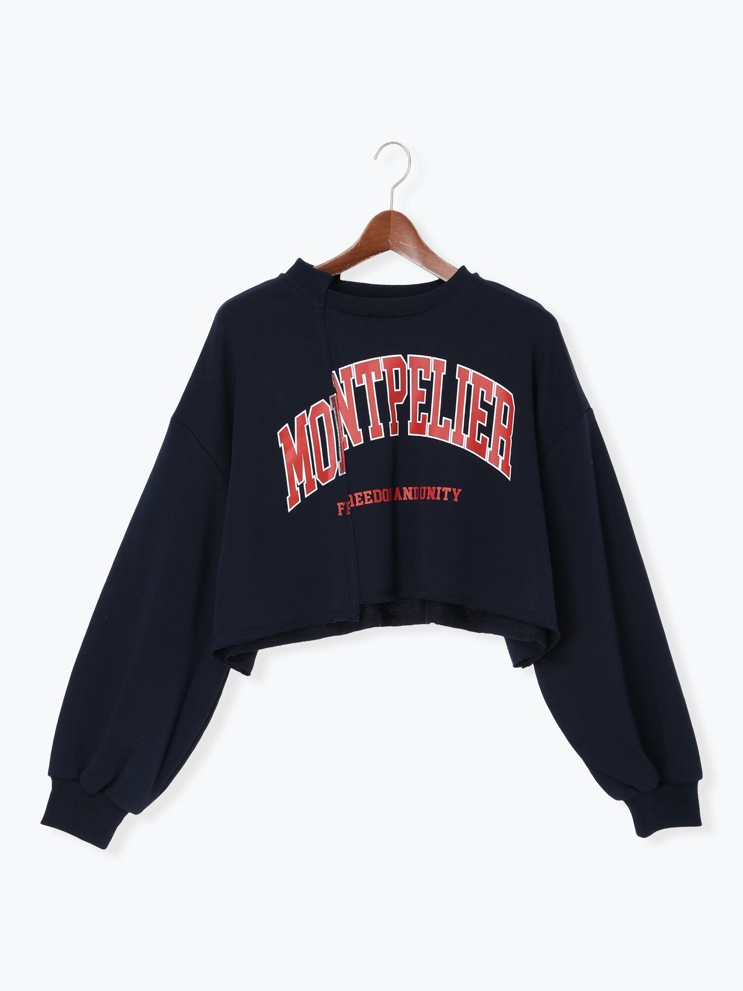 【テチチ/Te chichi】のリメイク風プリント裏毛プルオーバー インテリア・キッズ・メンズ・レディースファッション・服の通販 founy(ファニー) 　ファッション　Fashion　レディースファッション　Fashion for Women　トップス・カットソー　Cut & Sew Tops　カジュアルプルオーバー・ニットトップス　Pullovers & Knit Tops / Casual Pullovers　フロント　Front, Front Design　プリント　Print, Printed Pattern　リメイク　Remake, Reconstructed　ネイビー|ID: prp329100004747687 ipo3291000000034389289