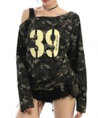 【ディアベル/DIAVEL】の【25秋冬新作】カモフラージュオープンショルダー長袖Tシャツ カーキ|ID: prp329100004747692 ipo3291000000034330093