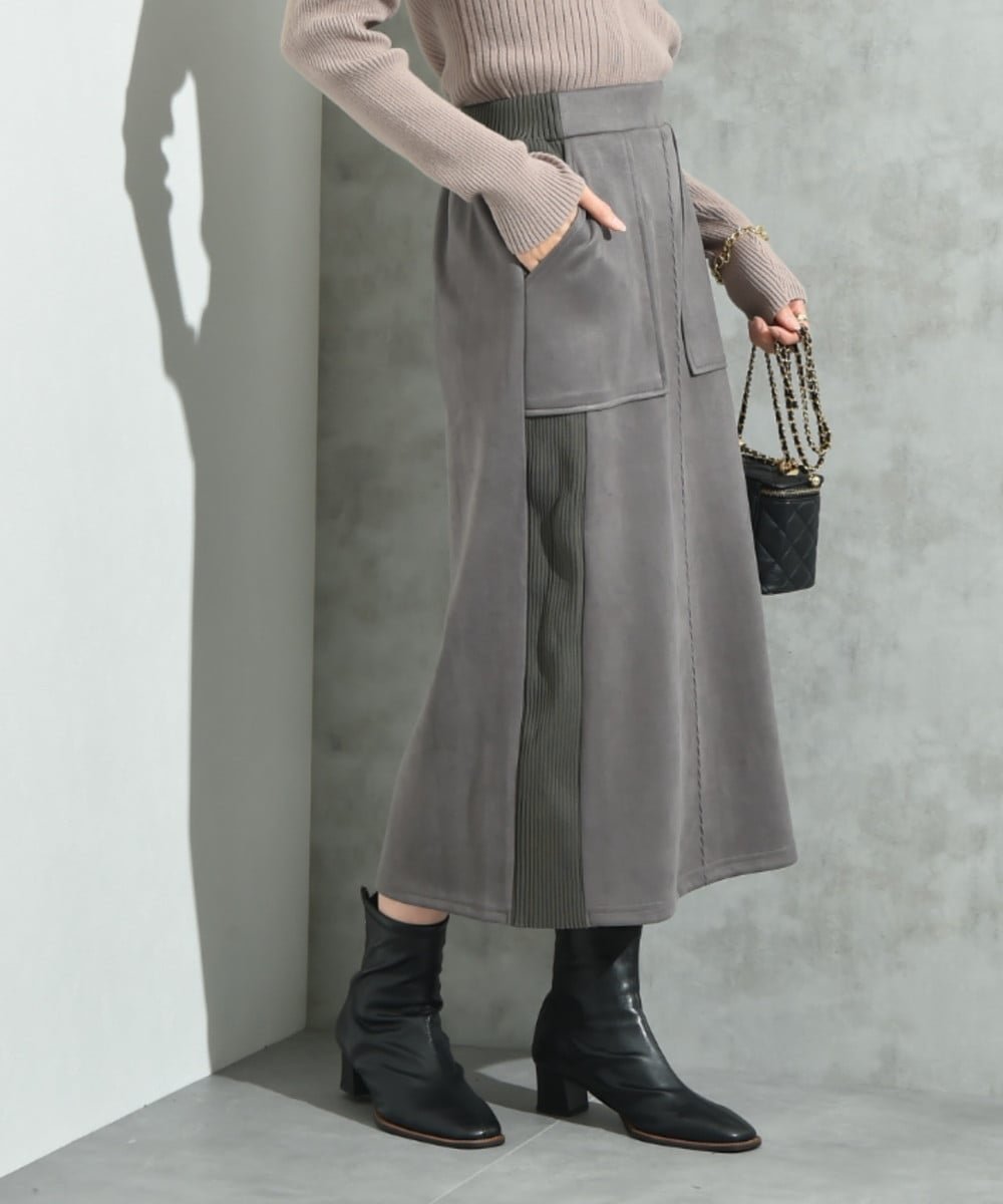 【インタープラネット/INTERPLANET】のスエード*リブワークスカート インテリア・キッズ・メンズ・レディースファッション・服の通販 founy(ファニー) 　ファッション　Fashion　レディースファッション　Fashion for Women　スカート　Skirts　シンプル　Simple, Minimal　ストレッチ　Stretch, Stretchy Fabric　スニーカー　Sneakers, Trainers　トレンド　Trend, Trending Now　フィット　Fit, Slim Fit　ブルゾン　Blouson, Bomber Jacket　ベーシック　Basic, Essential　ポケット　Pocket, Pocket Detail　チャコールグレー|ID: prp329100004747731 ipo3291000000034608369