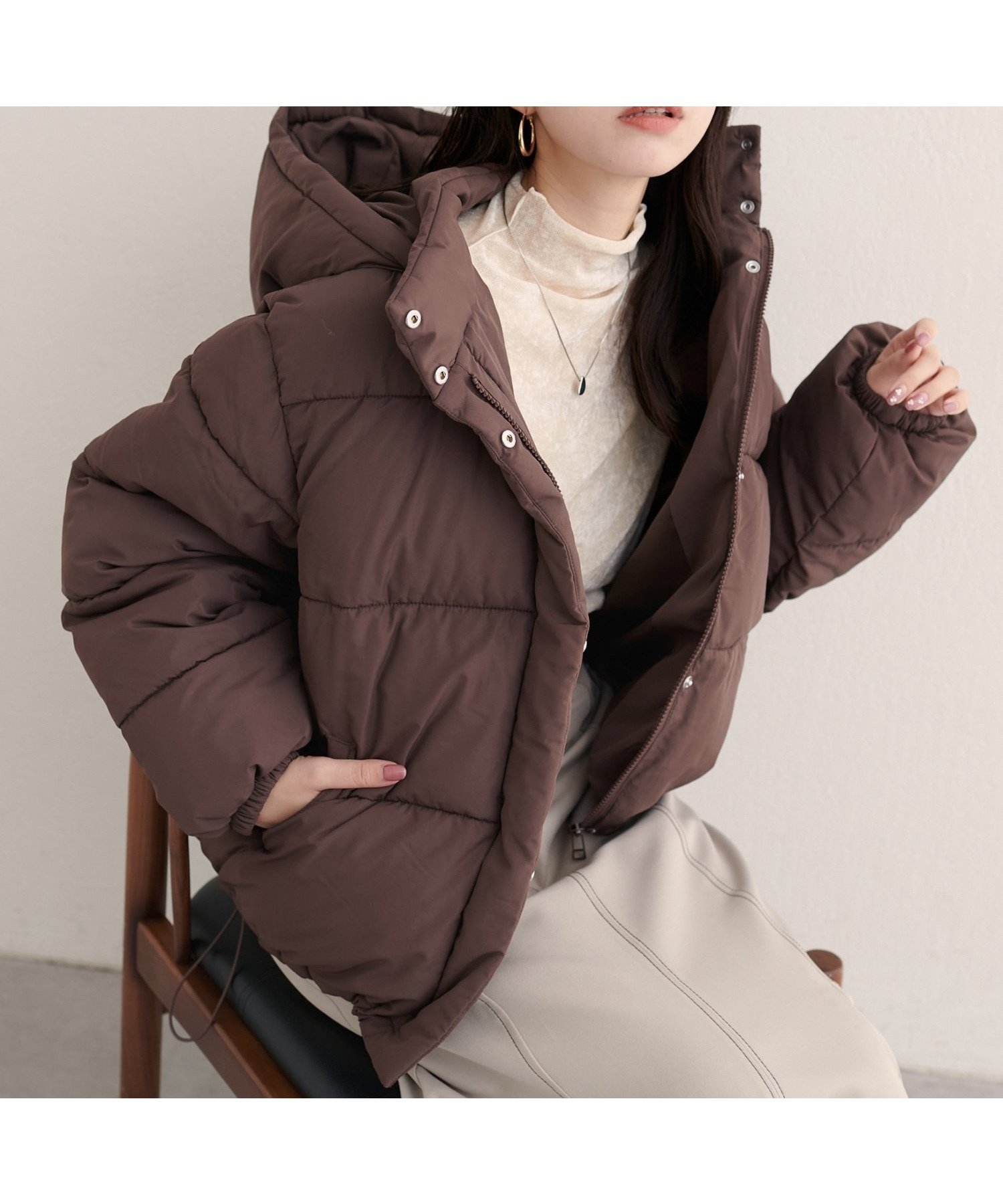 【ナチュラルクチュール/natural couture】のフード中綿ジャケット インテリア・キッズ・メンズ・レディースファッション・服の通販 founy(ファニー) 　ファッション　Fashion　レディースファッション　Fashion for Women　アウター　Coat / Outerwear Collection　レディースジャケット・軽アウター　Jackets　コンパクト　Compact, Small Size　ショート　Short, Short Length　シンプル　Simple, Minimal　ジップアップ　Zip-Up, Full Zip　ジャケット　Jacket, Outerwear　バランス　Balance, Style Balance　フェミニン　Feminine, Girly　無地　Plain, Solid Color　ロング　Long, Long-Length　再入荷　Restock / Back in Stock　おすすめ　Recommended / Our Picks　2025年　2025　2025-2026秋冬・A/W　Autumn/Winter 2025–26 AW25–26　ブラウン|ID: prp329100004747734 ipo3291000000034477050