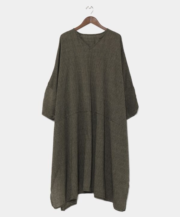 【アミナコレクション/Amina Collection】の【チャイハネ】チャキワンピース インテリア・キッズ・メンズ・レディースファッション・服の通販 founy(ファニー) ファッション Fashion レディースファッション Fashion for Women ワンピース Dresses ストライプ Stripe, Striped Pattern スリット Slit, Slit Detail カーキ|ID: prp329100004747846 ipo3291000000034843360