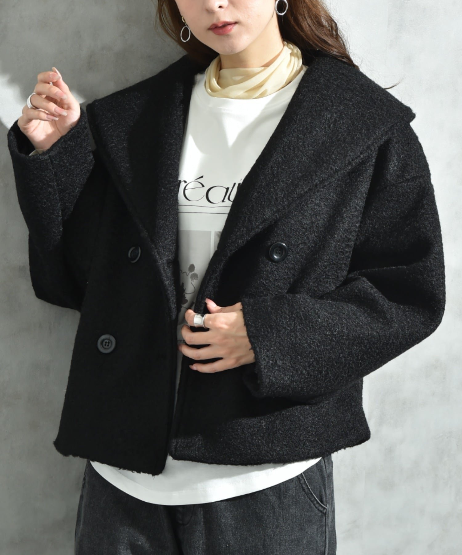 【インタープラネット/INTERPLANET】のフェイクウールリングニットショートコート インテリア・キッズ・メンズ・レディースファッション・服の通販 founy(ファニー) 　ファッション　Fashion　レディースファッション　Fashion for Women　アウター　Coat / Outerwear Collection　コート・ロングコート・ピーコート　Long Coats, Peacoats & More　ショート　Short, Short Length　シンプル　Simple, Minimal　ダウン　Down, Puffer　ベーシック　Basic, Essential　エレガント 上品　Elegant　ビジネス 仕事 通勤　Business / Work / Commuting　ブラック|ID: prp329100004747886 ipo3291000000035226324