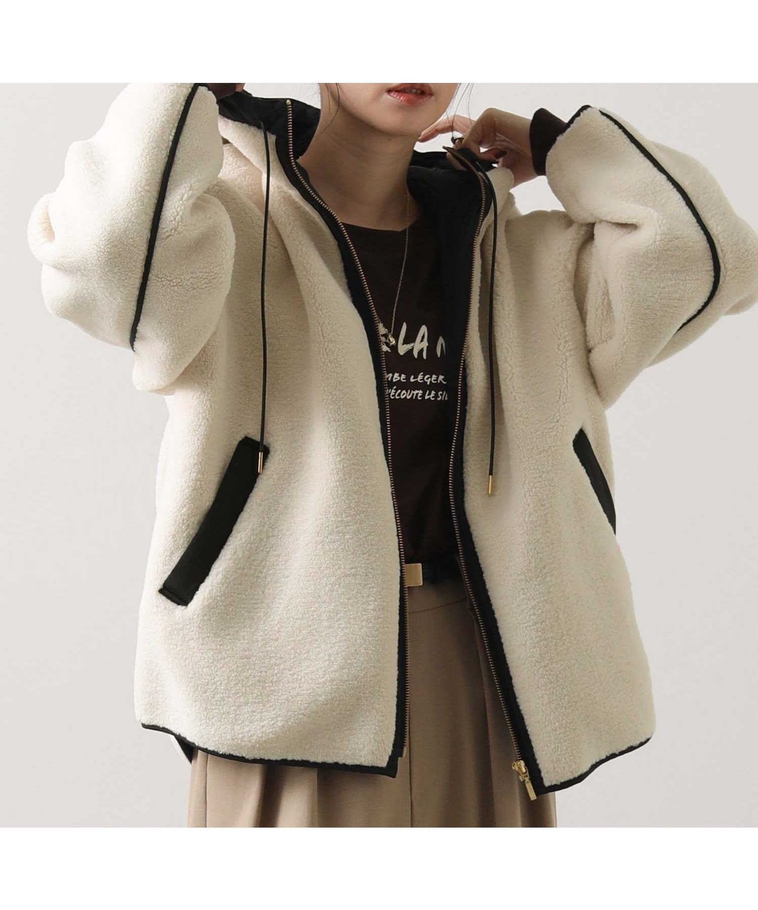 【グレディブリリアン/Gready Brilliant】のGready Brilliant/2_ボアバイカラーフード インテリア・キッズ・メンズ・レディースファッション・服の通販 founy(ファニー) ファッション Fashion レディースファッション Fashion for Women デニム Denim, Jeans Material フェミニン Feminine, Girly フォルム Silhouette, Form IVO|ID: prp329100004747894 ipo3291000000034587350