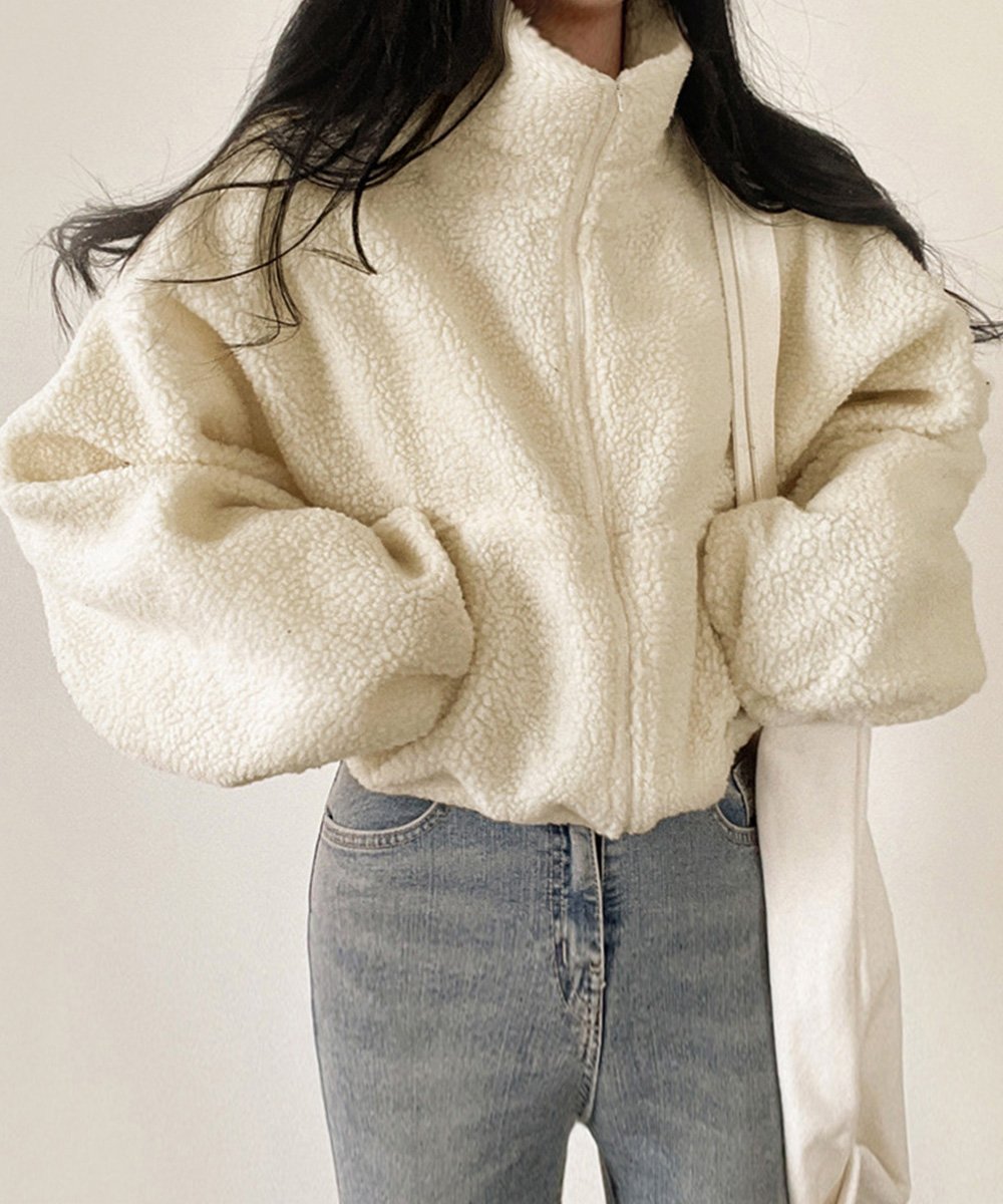 【ミニミニストア/miniministore】のボアジャケット 韓国 フリースジャケット インテリア・キッズ・メンズ・レディースファッション・服の通販 founy(ファニー)  ファッション Fashion レディースファッション Fashion for Women アウター Coat / Outerwear Collection レディースジャケット・軽アウター Jackets ショルダー Shoulder, Shoulder Strap ショート Short, Short Length シンプル Simple, Minimal ジップアップ Zip-Up, Full Zip ジャケット Jacket, Outerwear ドロップ Drop Shoulder, Dropped Style ブルゾン Blouson, Bomber Jacket リラックス Relax, Relaxed Fit 冬 Winter / This Winter 防寒 Cold Protection, Winter-Ready アイボリー|ID: prp329100004747916 ipo3291000000034331467