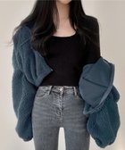 【ミニミニストア/miniministore】のボアジャケット 韓国 フリースジャケット ライトネイビー|ID: prp329100004747916 ipo3291000000034331470