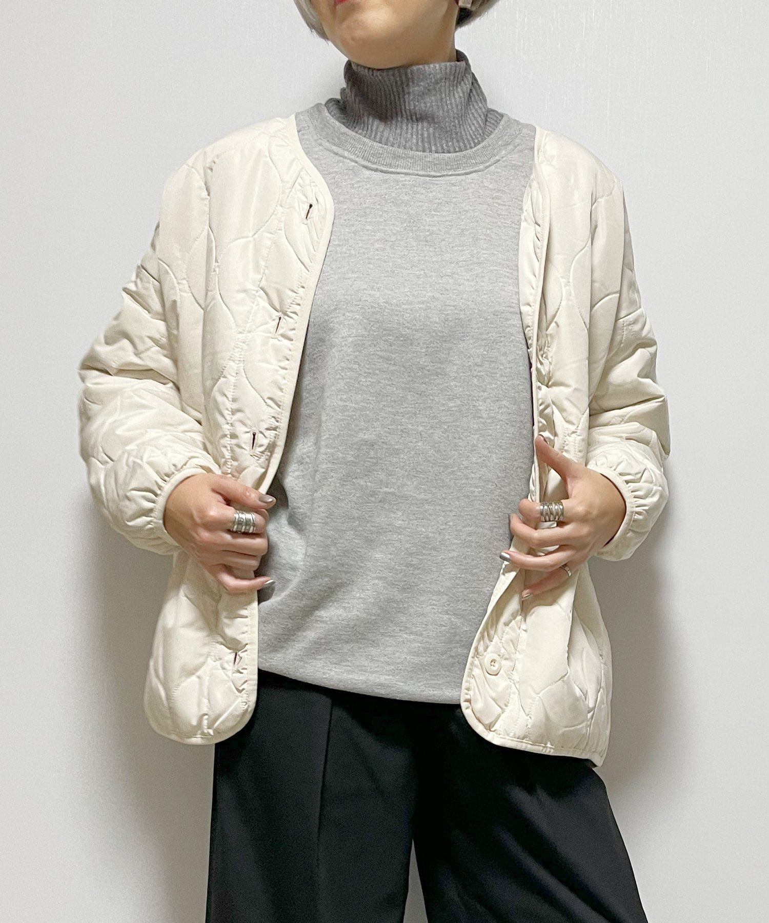 【リラクロ/relaclo】のmitis/中綿キルティングノーカラージャケット インテリア・キッズ・メンズ・レディースファッション・服の通販 founy(ファニー) 　ファッション　Fashion　レディースファッション　Fashion for Women　アウター　Coat / Outerwear Collection　レディースジャケット・軽アウター　Jackets　ノーカラージャケット / シンプル上品コーデ　Collarless Jackets　ショルダー　Shoulder, Shoulder Strap　ジャケット　Jacket, Outerwear　ドロップ　Drop Shoulder, Dropped Style　ロング　Long, Long-Length　アイボリー|ID: prp329100004747926 ipo3291000000034380110