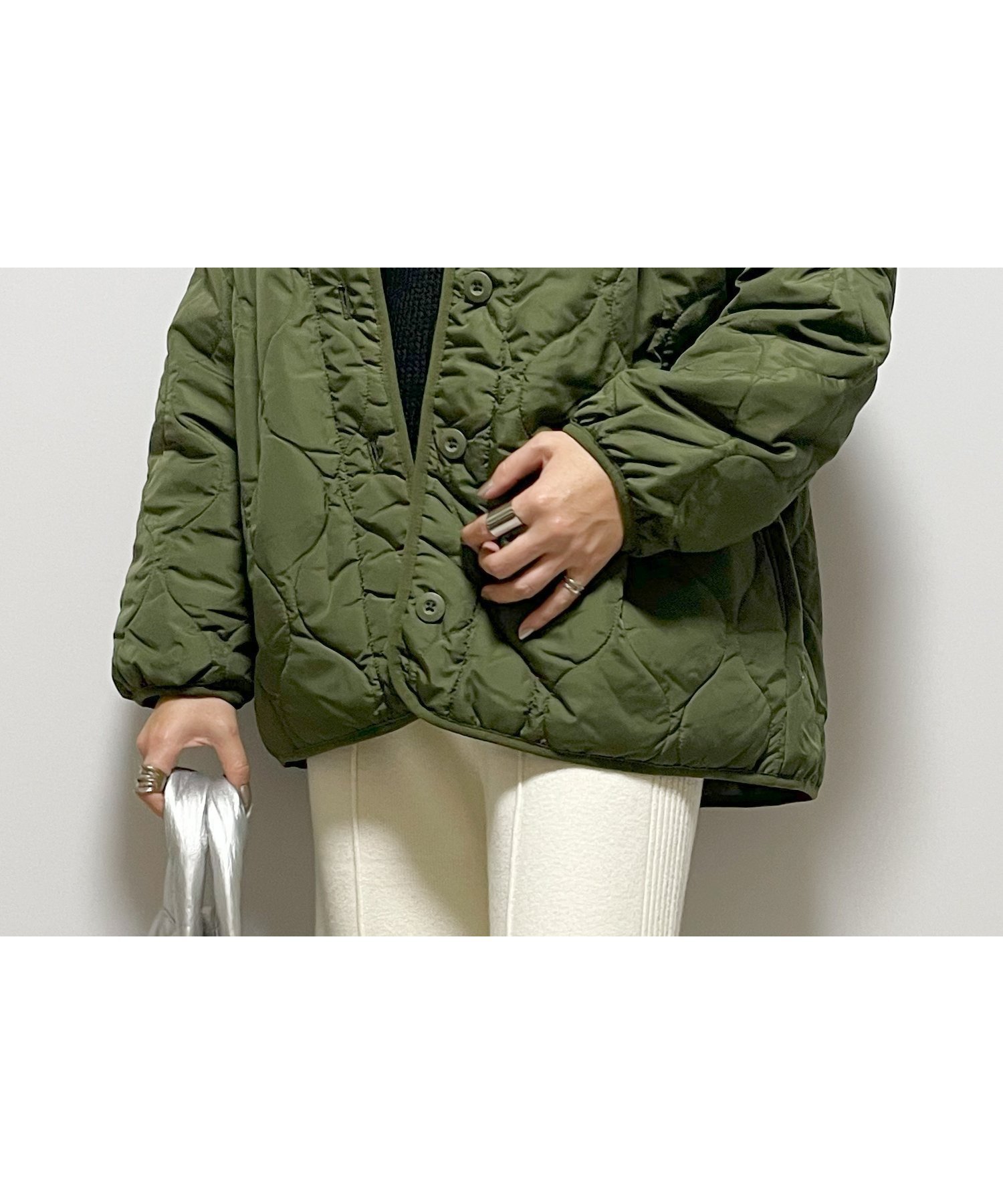 【リラクロ/relaclo】のmitis/中綿キルティングノーカラージャケット インテリア・キッズ・メンズ・レディースファッション・服の通販 founy(ファニー) 　ファッション　Fashion　レディースファッション　Fashion for Women　アウター　Coat / Outerwear Collection　レディースジャケット・軽アウター　Jackets　ノーカラージャケット / シンプル上品コーデ　Collarless Jackets　ショルダー　Shoulder, Shoulder Strap　ジャケット　Jacket, Outerwear　ドロップ　Drop Shoulder, Dropped Style　ロング　Long, Long-Length　カーキ|ID: prp329100004747926 ipo3291000000034380113