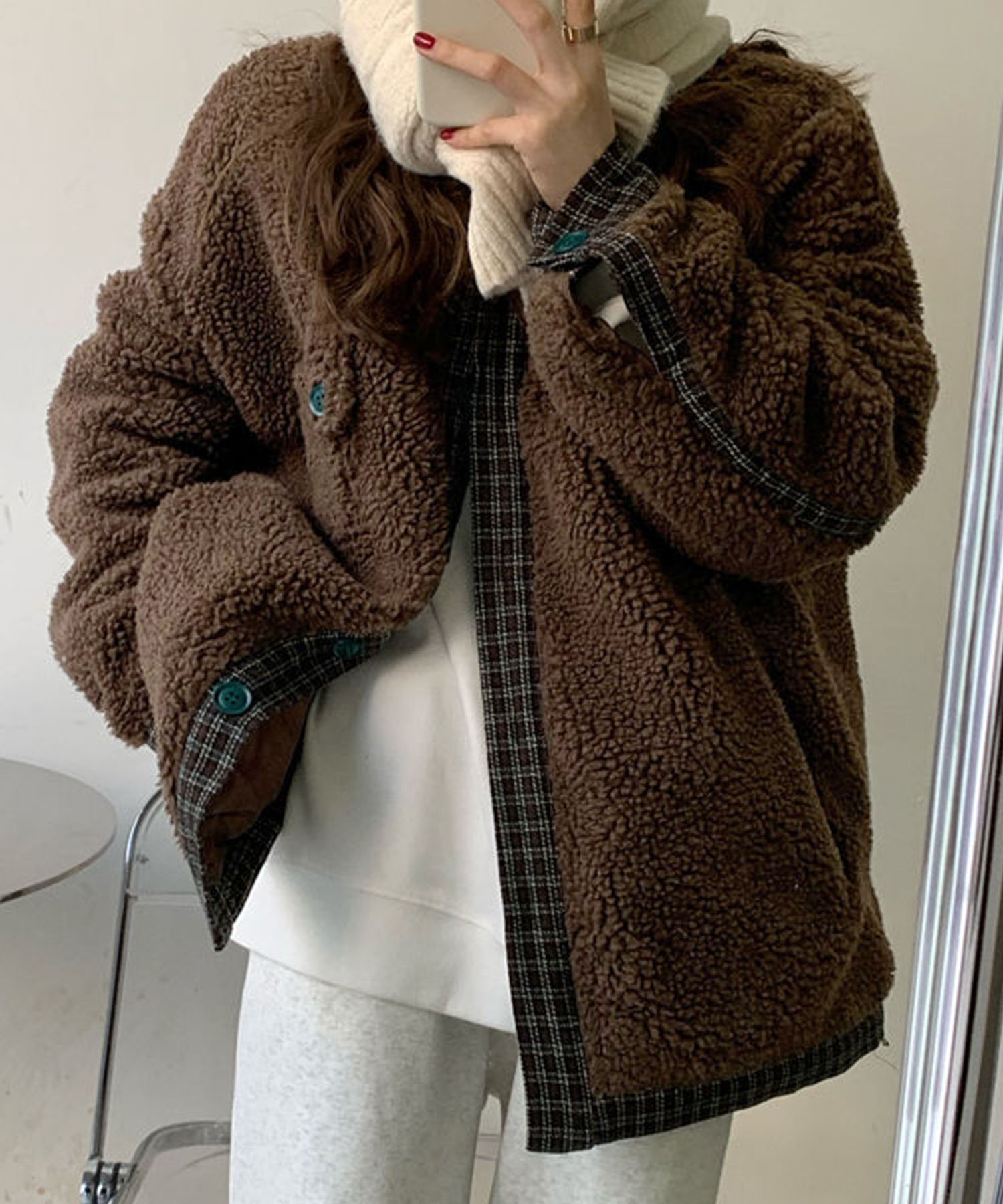 【アミュレット/Amulet】のチェックボアアウター インテリア・キッズ・メンズ・レディースファッション・服の通販 founy(ファニー) 　ファッション　Fashion　レディースファッション　Fashion for Women　アウター　Coat / Outerwear Collection　チェック　Check, Plaid, Tartan　ブラウン|ID: prp329100004747931 ipo3291000000034331633