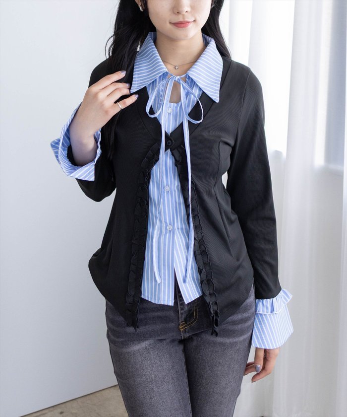 【クリア/clear】のストライプシャツドッキングカットソー インテリア・キッズ・メンズ・レディースファッション・服の通販 founy(ファニー) https://founy.com/ ファッション Fashion レディースファッション Fashion for Women トップス・カットソー Cut & Sew Tops シャツ・ブラウス・オフィスカジュアル Elegant Blouses & Button-Ups カットソー・ベーシックTシャツ Cut-and-Sewn Tops / Stretch Tees & Basics カットソー Cut and Sewn Top ストライプ Stripe, Striped Pattern スラックス Slacks, Dress Pants タイトスカート Pencil Skirt, Tight Skirt デニム Denim, Jeans Material フリル Frill, Ruffle ミニスカート Mini Skirt, Short Skirt リボン Ribbon, Bow おすすめ Recommended / Our Picks |ID: prp329100004747936 ipo3291000000034331669