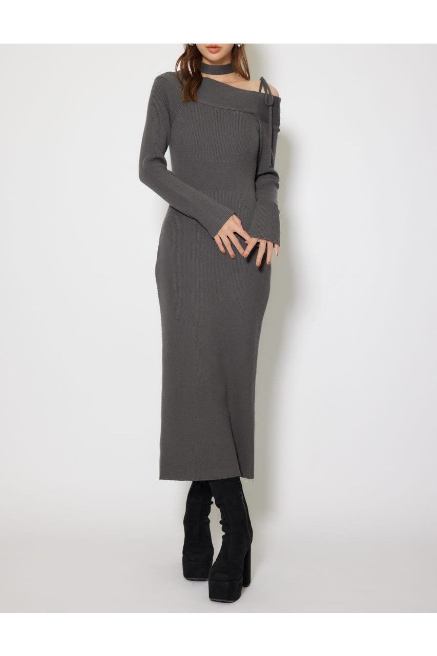 【リエンダ/rienda】のmany wayワンショルニットワンピース インテリア・キッズ・メンズ・レディースファッション・服の通販 founy(ファニー) 　ファッション　Fashion　レディースファッション　Fashion for Women　ワンピース　Dresses　ニットワンピース　Knit Dresses　ショルダー　Shoulder, Shoulder Strap　シンプル　Simple, Minimal　デコルテ　Décolleté, Neckline　トレンド　Trend, Trending Now　フィット　Fit, Slim Fit　ワンショル　One Shoulder, Asymmetrical　再入荷　Restock / Back in Stock　羽織　Haori, Light Jacket　L/BLK1|ID: prp329100004747945 ipo3291000000034632868