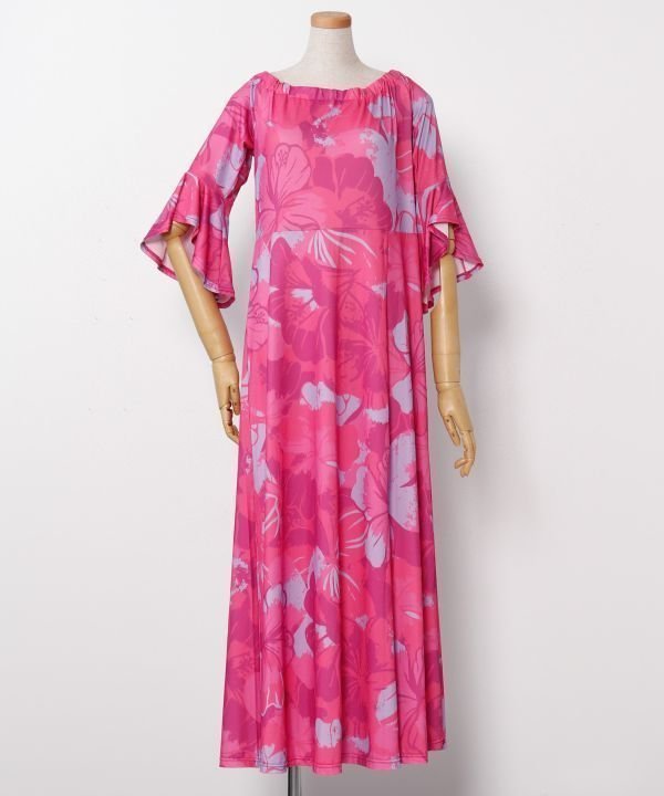 【アミナコレクション/Amina Collection】の【マウナロア】プアアロアロベルスリーブドレス インテリア・キッズ・メンズ・レディースファッション・服の通販 founy(ファニー) 　ファッション　Fashion　レディースファッション　Fashion for Women　ワンピース　Dresses　フォーマル・パーティードレス・結婚式用ドレス　Elegant & Casual Dresses　スリット　Slit, Slit Detail　スリーブ　Sleeve, Long Sleeve / Short Sleeve　トレンド　Trend, Trending Now　ビビッド　Vivid, Bright Tone　ミックス　Mix, Mixed Style　ワーク　Workwear, Utility Style　フューシャピンク|ID: prp329100004747949 ipo3291000000035122183