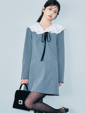 【リリーブラウン/Lily Brown】のラッフルカラー付きミニワンピース 人気、トレンドファッション・服の通販 founy(ファニー) ファッション Fashion レディースファッション Fashion for Women ワンピース Dresses クラシカル Classical, Vintage-Inspired シェイプ Shape, Slim Fit シンプル Simple, Minimal スマート Smart, Elegant ベルベット Velvet, Velvety ラッフル Ruffle, Frill リボン Ribbon, Bow エレガント 上品 Elegant |ID:prp329100004747988