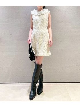 【リリーブラウン/Lily Brown】のL.B CANDY STOCK フリルカラー付き2wayミニワンピース 人気、トレンドファッション・服の通販 founy(ファニー) ファッション Fashion レディースファッション Fashion for Women ワンピース Dresses シンプル Simple, Minimal スパンコール Sequins, Sequin Embellishment スマート Smart, Elegant ツイード Twill, Twill Weave フリル Frill, Ruffle リボン Ribbon, Bow |ID:prp329100004747993